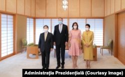 Klaus Iohannis și soția sa alături de împăratul Japoniei Naruhito și soția acestuia.
