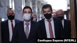 Председателят на Народното събрание Никола Минчев, премиерът Кирил Петков и други участници в Консултативния съвет за национална сигурност, който се проведе в понеделник