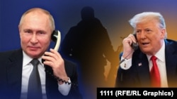 АҚШ президенті Дональд Трамп (оң жақта) пен Ресей президенті Владимир Путиннің суреттерінен коллаж.