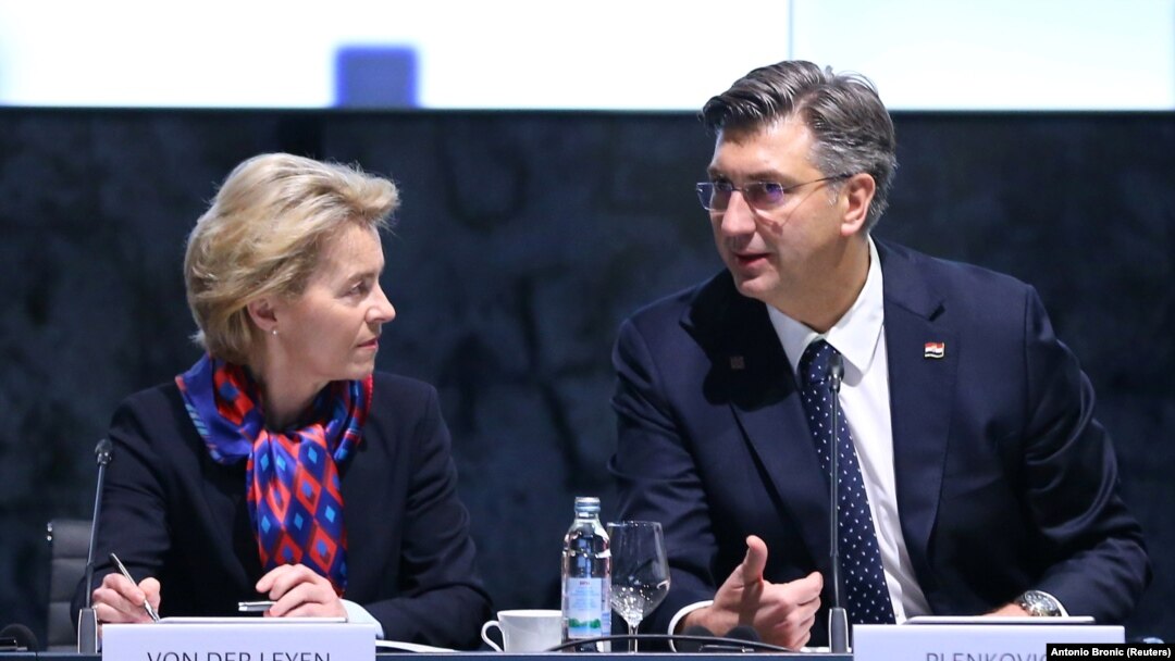 Predsjednica Europske komisije Ursula von der Leyen sa hrvatskim premijerom Andrejem Plenkovićem u Zagrebu