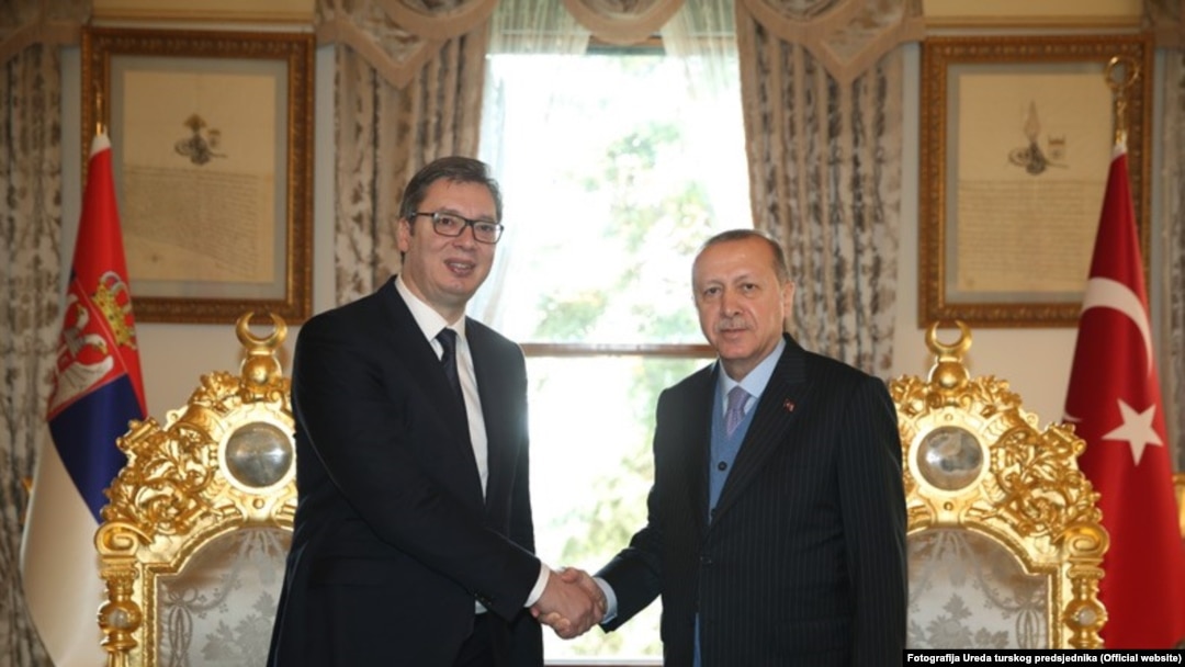 Predsjednik Turske Redžep Tajip Erdogan (L) predsjednik Turske Aleksandar Vučić u predsjedničkoj palači u Istanbulu, 29. januar 2018.