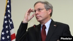 Armenia - U.S. Ambassador John Heffern delivers a speech in Yerevan, 02Apr2012.